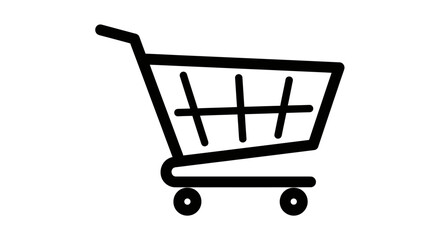 A simple black line drawing of a shopping cart © gudangPIXEL