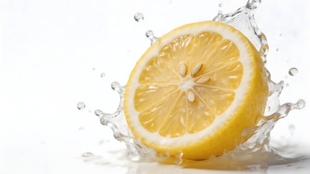 Half lemon with water splash