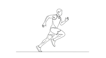 Fototapeta premium Minimalist line art of a male runner in mid-stride