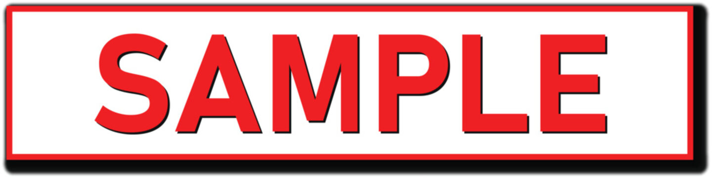 Red Sample Sign Icon for Product Demonstration Prototype and Watermark Placeholder Isolated on White