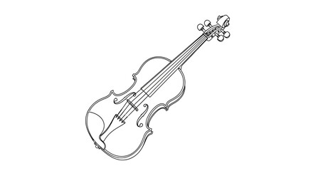 Fototapeta premium Black and white line drawing of a stringed musical instrument