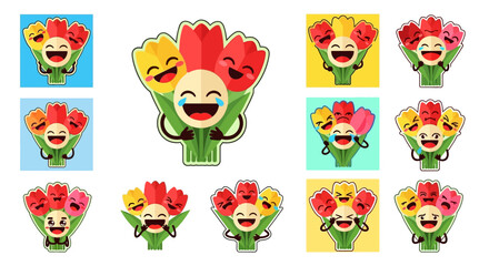 Fototapeta premium Cute cartoon leaves hugging each other in heart shape.