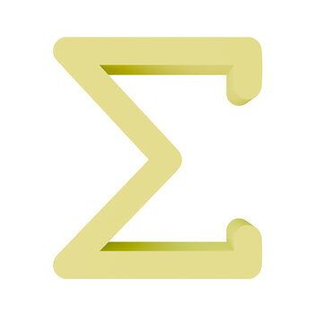 A 3D rendered graphic of the uppercase Sigma symbol (&Sigma;) in a pale yellowish-green hue, with a subtle raised effect. This mathematical symbol is a common graphic resource.