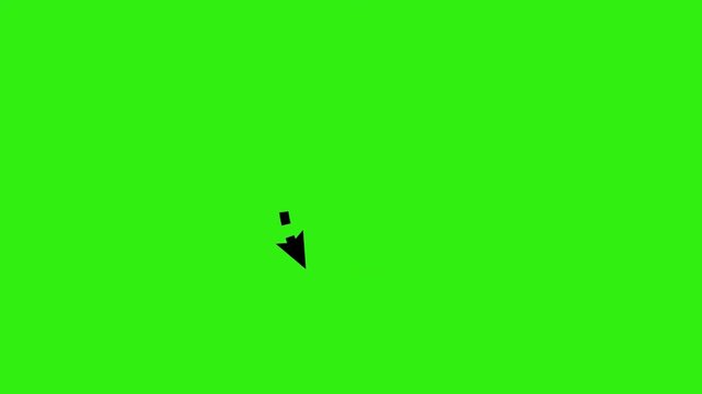 Upward U-turn dashed arrow animation on green screen