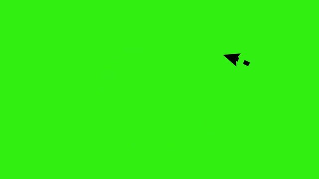 Downward convex arc dashed arrow green screen