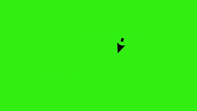 Sharp U-turn upward dashed arrow animation green screen