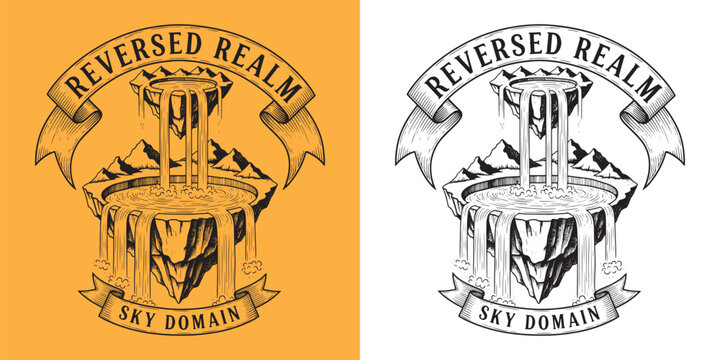 Reversed Realm Floating Island Sky Domain with Infinite Waterfall