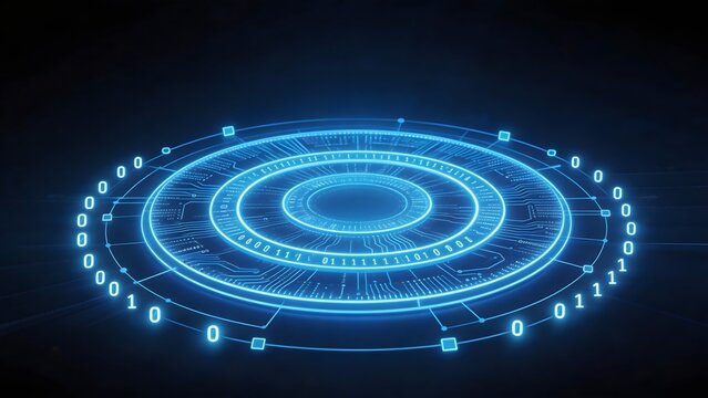 Futuristic digital interface with binary code