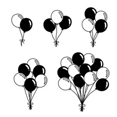 Obraz premium Monochrome balloon bouquet cluster set vector