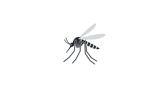 Minimalist graphic icon of a mosquito, a small biting insect and disease vector, representing health risks, pest control, and summer nuisances in a clean, stylized format