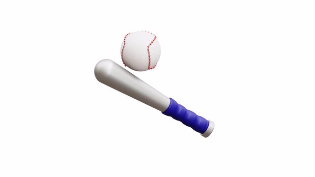 3d animation baseball bat ball sport game equipment isolated