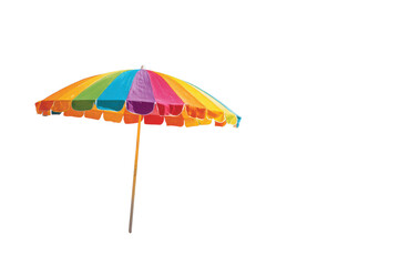 Obraz premium Colorful beach umbrella with rainbow stripes on black background striped, Isolated On Transparent Background, Png Cut Out