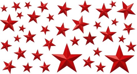 Obraz premium Scattered collection of red star shapes on a plain background