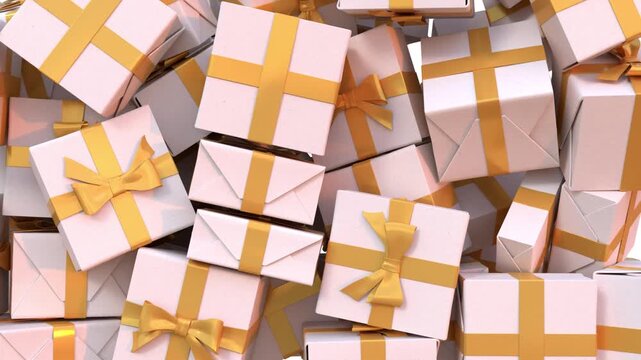 3D animation of gift boxes falling on white background, Big Sale or Special Limited Offer concept