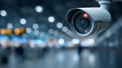 Security camera with red light on.