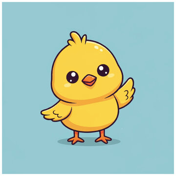 Cute Yellow Cartoon Baby Chick Bird.