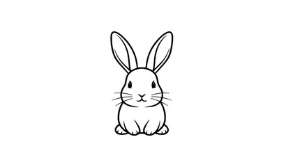 Obraz premium Cute black and white rabbit vector illustration in clean line art style for logos and kids designs