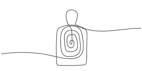 Single continuous line drawing of a human shaped shooting target. One line design vector illustration Editable stroke. © Proongnee