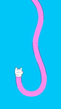 Bright abstract hand gesture vector set with playful curved shapes.
