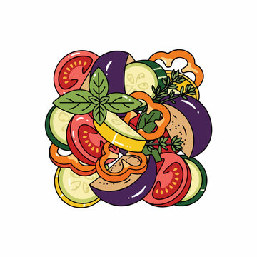 vector illustration of typical french ratatouille