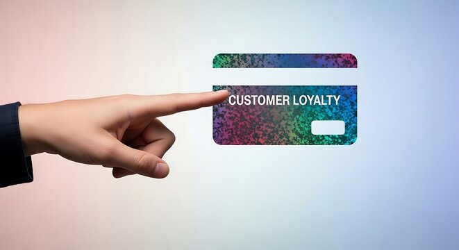 Customer loyalty card digital point system marketing concept