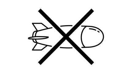 Fototapeta premium An illustration of a bomb with a prohibition sign, symbolizing peace and the rejection of war and violence ceasefire 
