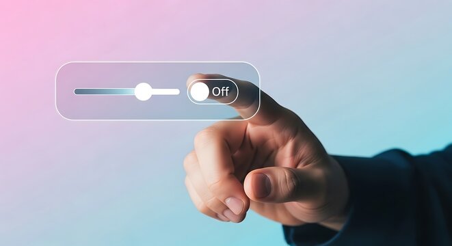 Person toggling digital switch for settings management