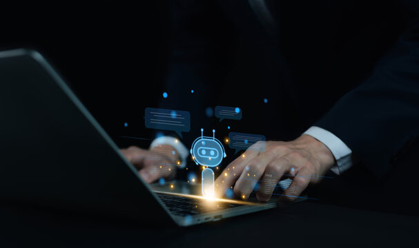 Conversation Smart Robot Technology development generates AI. artificial intelligence chatbot. Assistant AI chat, tech communication. bot agent concept, business support service, data prompt