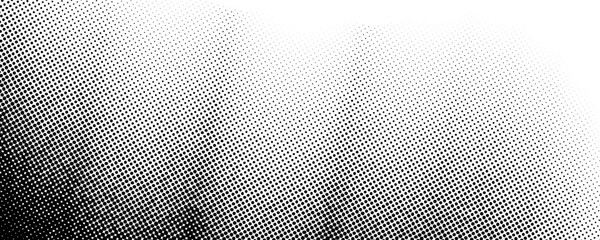 Wavy halftone grunge gradient texture. Pixelated noisy wave pattern background. Black dotted grain grit wallpaper. Rasterized pixelated anime or manga comic backdrop. Fading sand dots overlay. Vector © vika_k