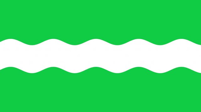 White Wavy Ribbon Band Oscillating Across Frame, Looping Animation on Green Screen