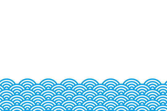 青海波柄の波紋ボーダー　コピースペースあり和柄ベクターイラスト透過素材