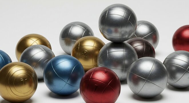 多種多様な色が鮮やかに輝くメタリックな球体が白い背景に無数に散らばる反射する光が複雑に絡み合い幻想的な空間を生み出し見る者を惹きつける魅惑的なイメージ. AI Generated