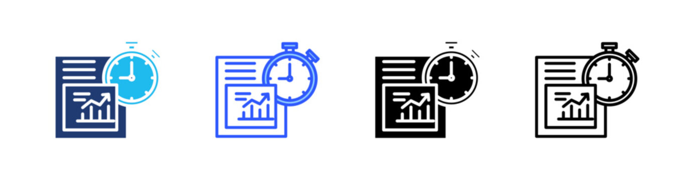 Market Timing Multiple Style Icon Set Collection Pack Web Banner Vector 