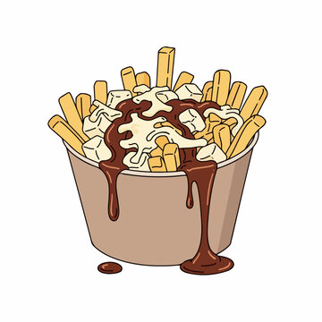 vector illustration of typical canadian poutine food on white background