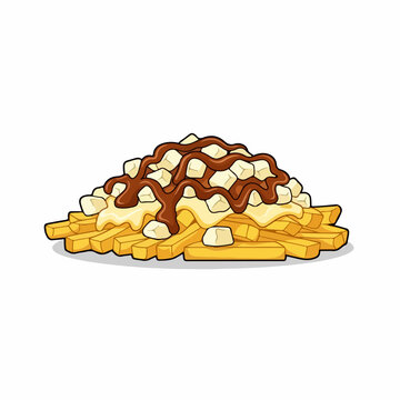 vector illustration of typical canadian poutine food on white background
