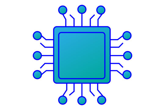This final image is a stylized, minimalist illustration of a microchip or semiconductor, very similar in theme to the first image but with a different layout.