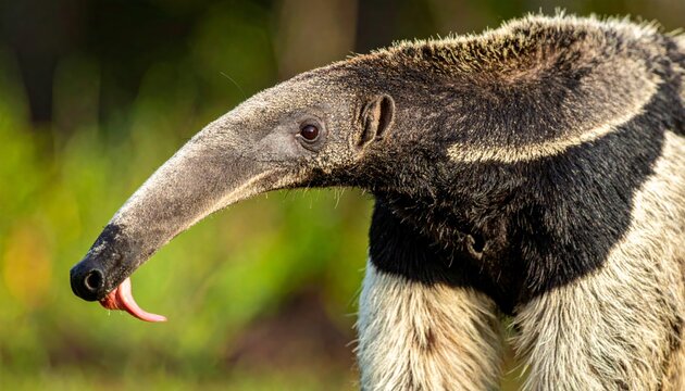 Giant anteater with tongue out.