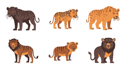 Obraz premium Collection of big cat animals standing.