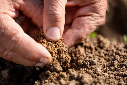 Close-Up of Fingers Testing Soil Moisture Through Pressing Technique