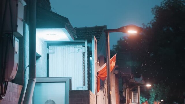 City illuminated after rain. Rainy nights glow with colorful lights. Bright neon illuminates city streets during rainstorms. City streets shine with vibrant neon signs on rainy evenings