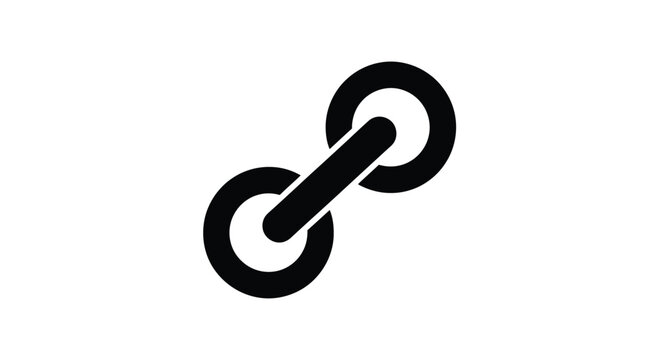 Minimalist vector graphic design showing a simple black link icon representing internet connectivity or digital network connections for modern website user interface development and creative projects