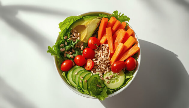  healty salad with vegetables in morning 