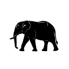 Fototapeta premium Black African elephant silhouette isolated on white background