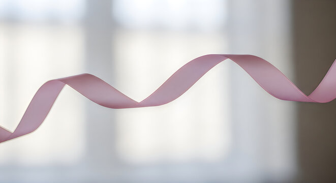 Title elegant pink ribbon cascade a delicate and flowing decorative element description a softly lit pale pink ribbon gracefully curves and descends