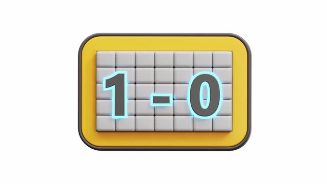 3d animation baseball score 1-0 scoreboard game sports match