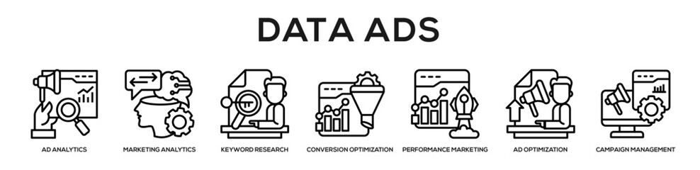 Fototapeta premium Data Ads web banner icon illustration concept