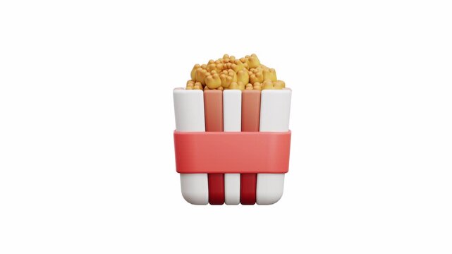 3d animation popcorn movie cinema snack food entertainment box striped