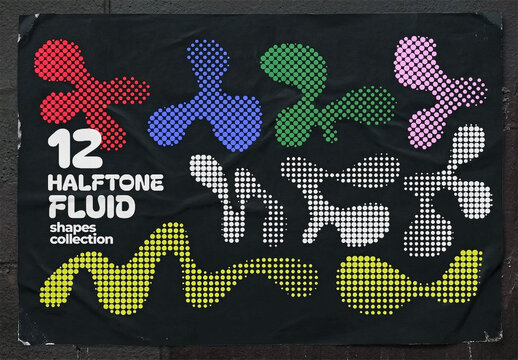 Abstract Collection Halftone Fluid Shapes