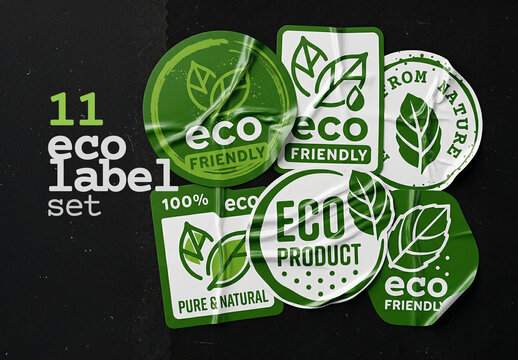 Eco Friendly Labels Set with Leaf Sign