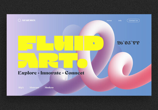 Modern Landing Page Website Template with 3d Fluid Abstract Shape
